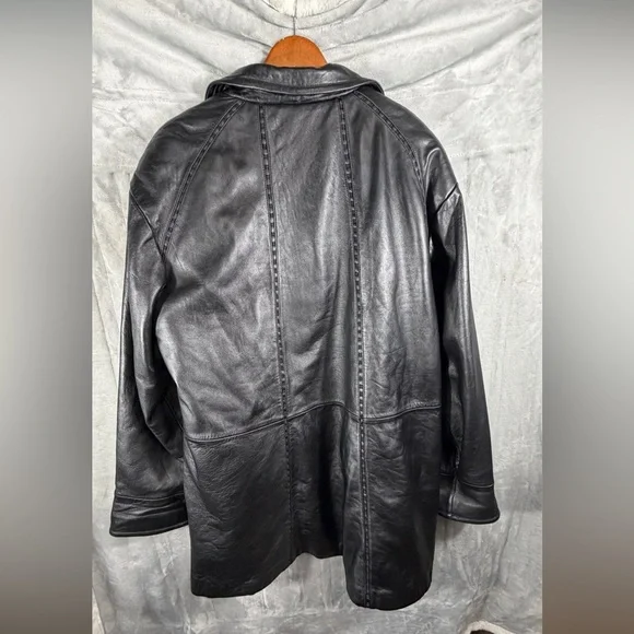 Leather Limited Black 100% Leather Coat XL Mink Trim Zip Out Liner jacket